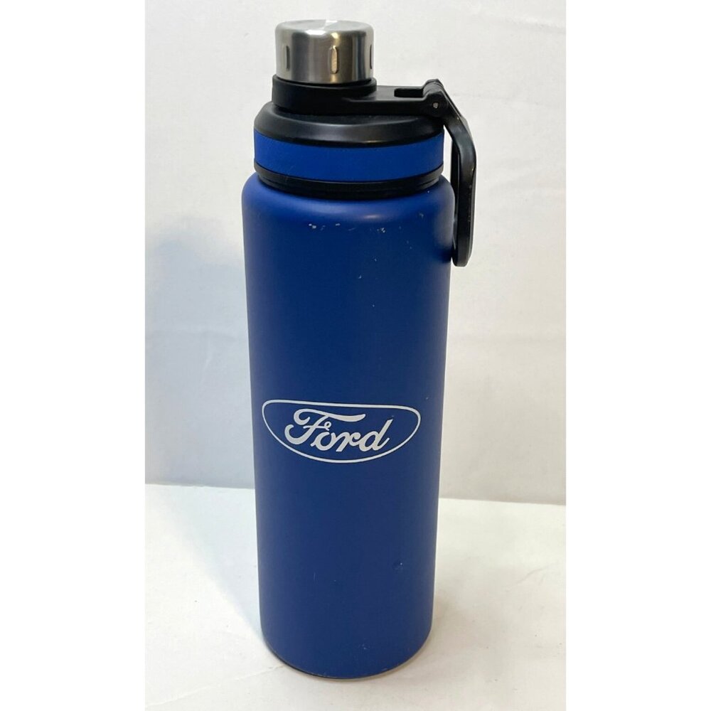 Ford water bottle drink container cars trucks logo 10" tall aluminum blue